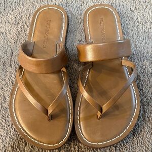 Bernardo Brown Leather flip flop Sandals